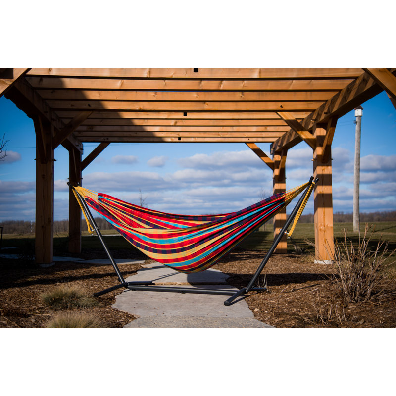 Double Classic Hammock with Stand, Black, 104cm H x 280cm L x 109cm W, Salsa