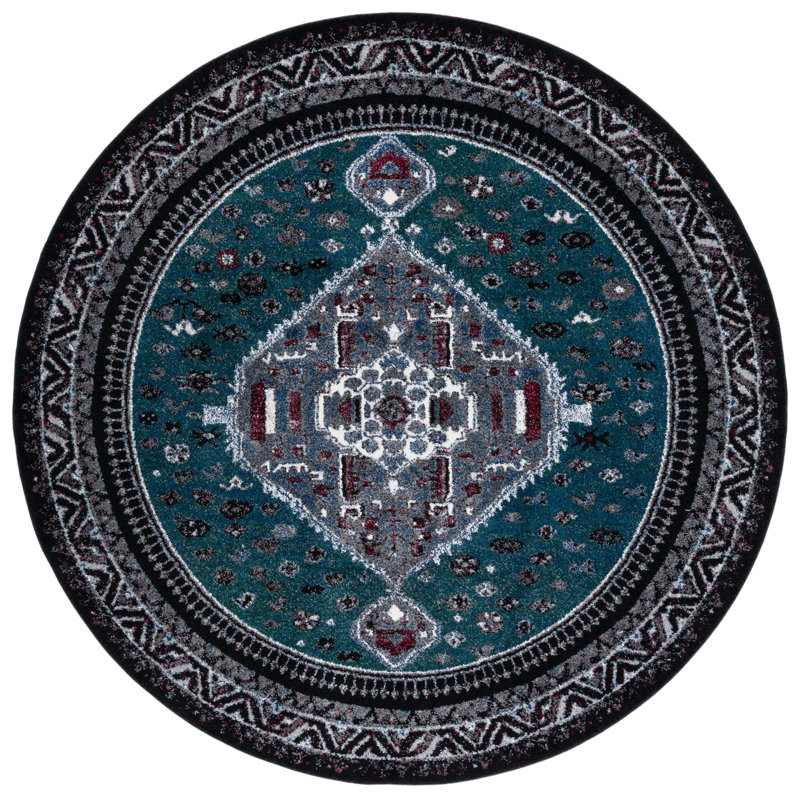 Vintage Hamadan Performance Oriental Rug, Round 6'7"