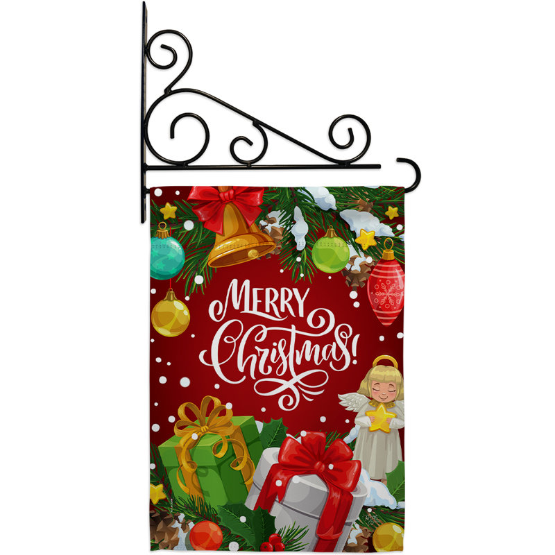 Polyester à 2 faces 18,5 x 13 po Merry Christmas Ensemble de drapeaux