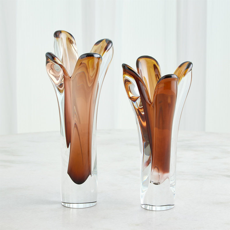 Iris Vase-Dark Amber-Sm, 14" H x 6" W x 6" D