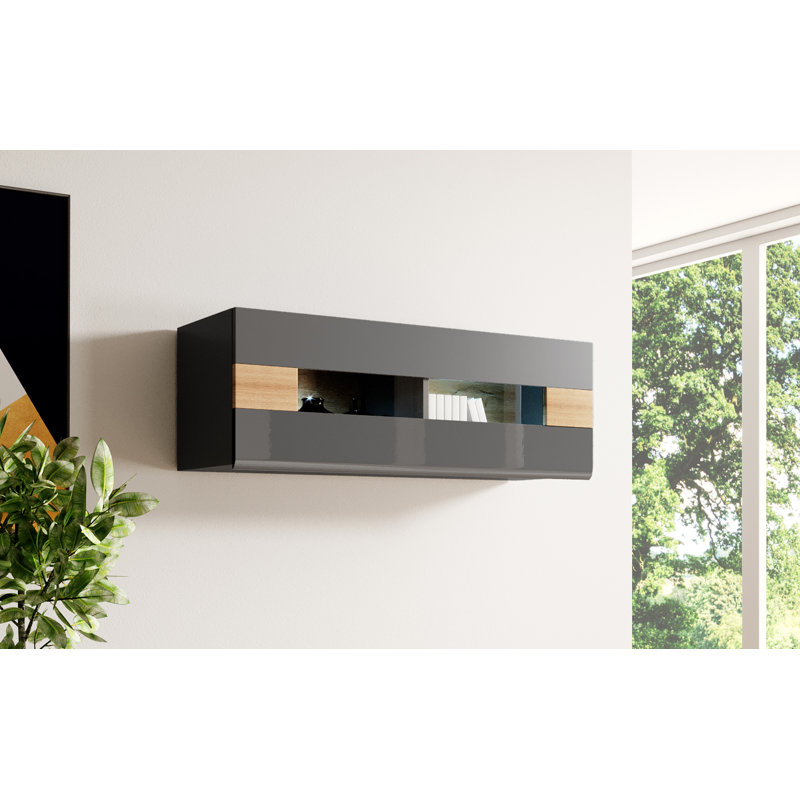 Majzara Display Cabinet, Anthracite / Anthracite Gloss - Grandson Oak