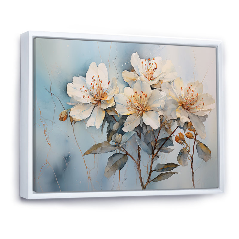 Essence de simplicité rhododendron, H 30 po x l 40 po x P 1,5 po, Cadre flottant blanc