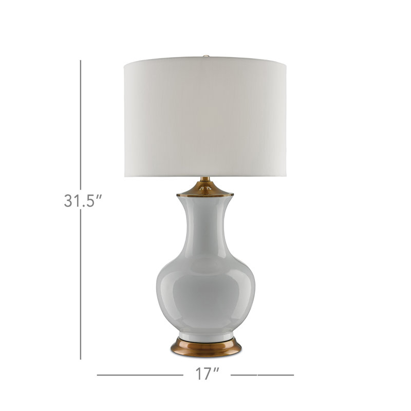 Lilou Table Lamp, White/Antique Brass