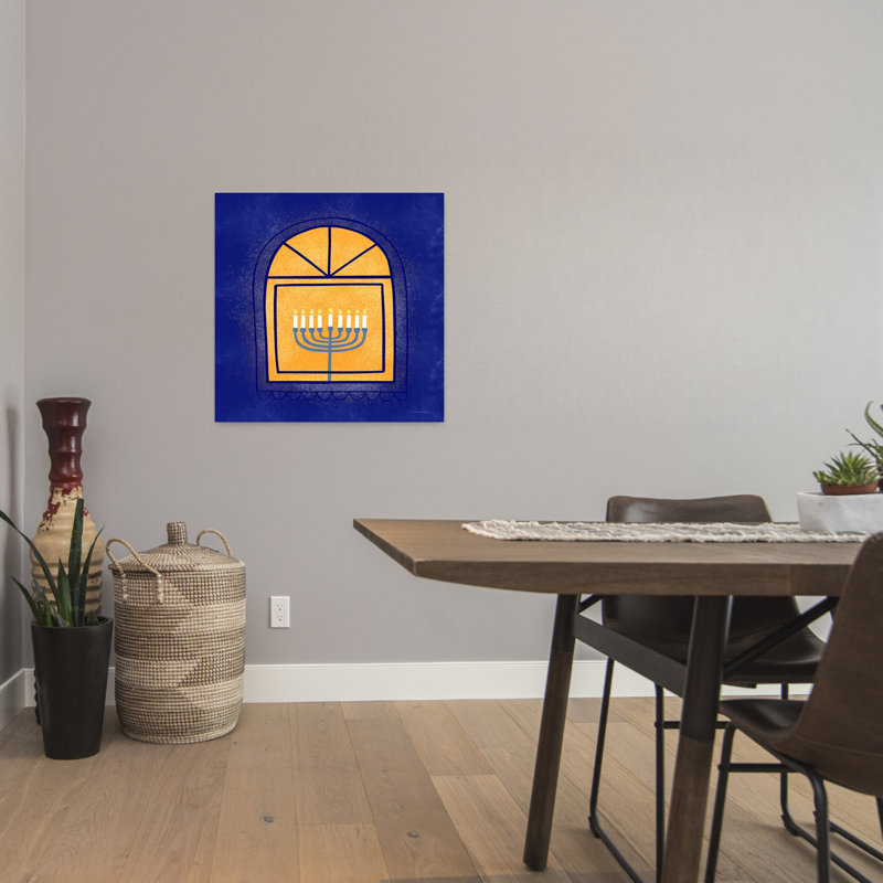 Fenêtre, menorah, art contemporain abstrait, H 24 po x l 24 po