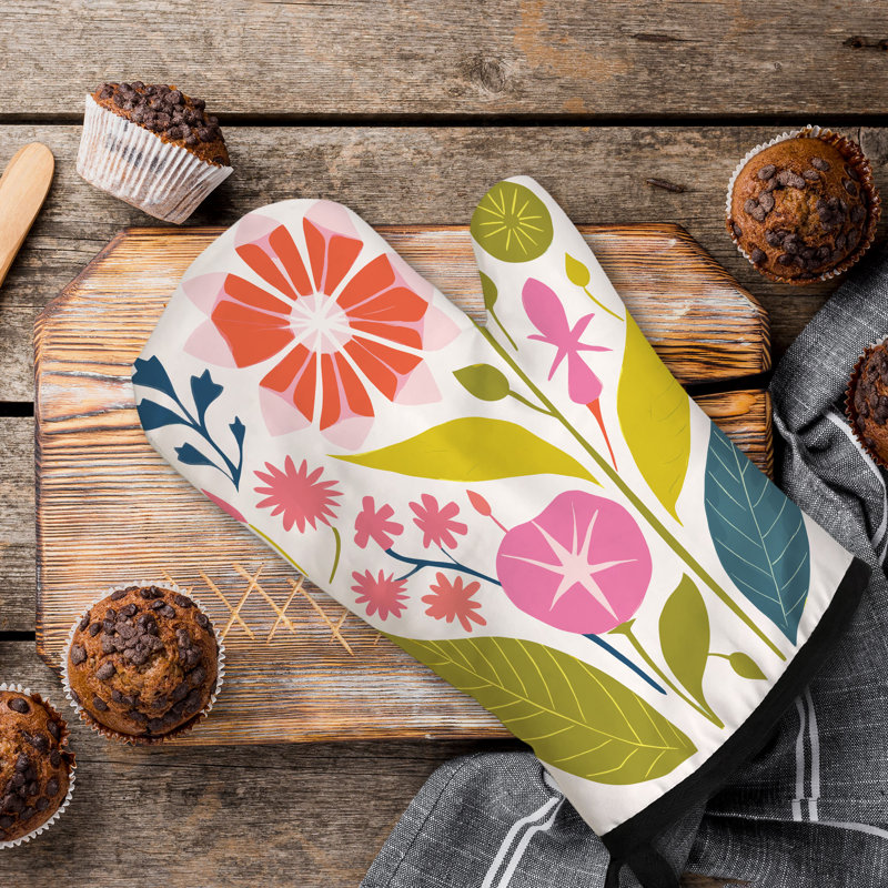Floral Shapes Oven Mitt Cotton Twill