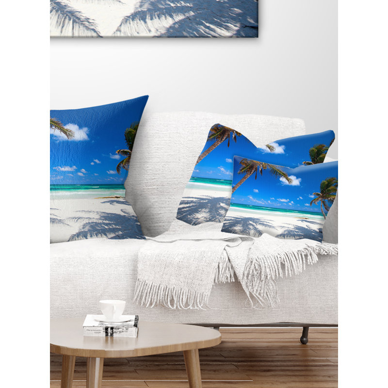 Coussin paysage à la noix de coco à la plage, Rectangulaire, 12 po x 20 po