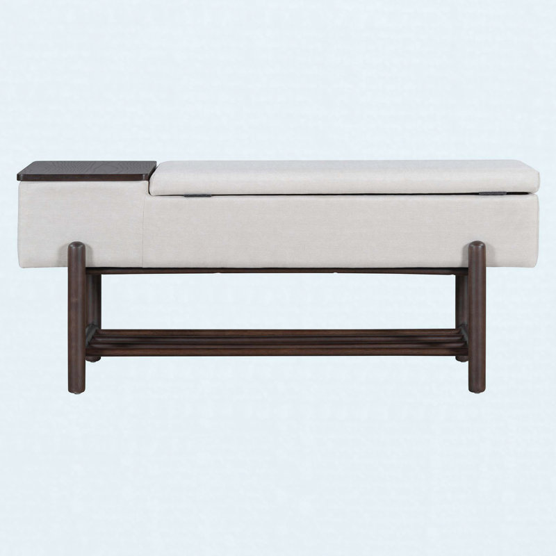 Banc de rangement rembourré Farmhouse avec compartiment caché, noir, Black