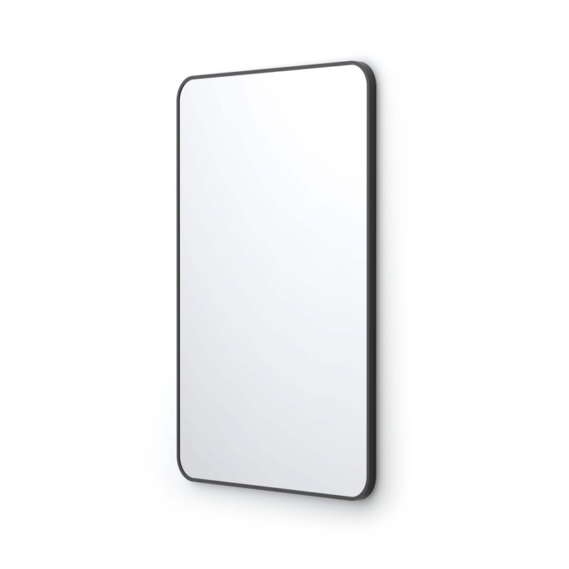 Premium Metal Frame Shatterproof Wall Mount Mirror - FM2, Matte Black, 36" x 24"