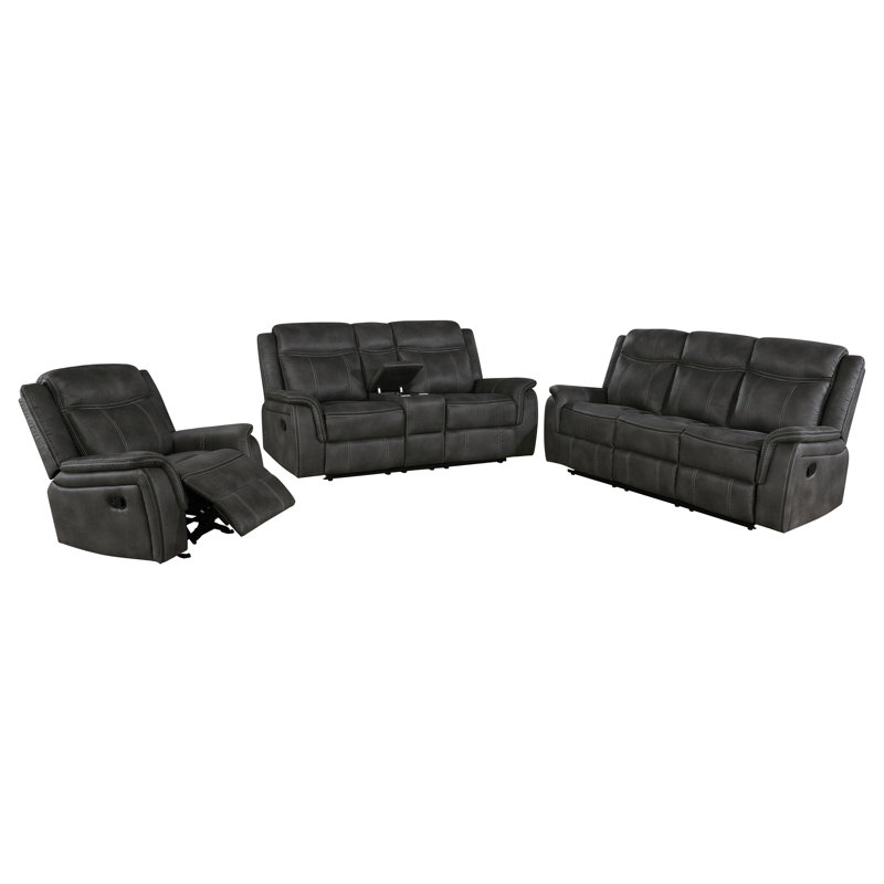 Ensemble de canapé inclinable rembourré 3 pièces Woulson, 3 Pieces: Sofa, Chair, Loveseat