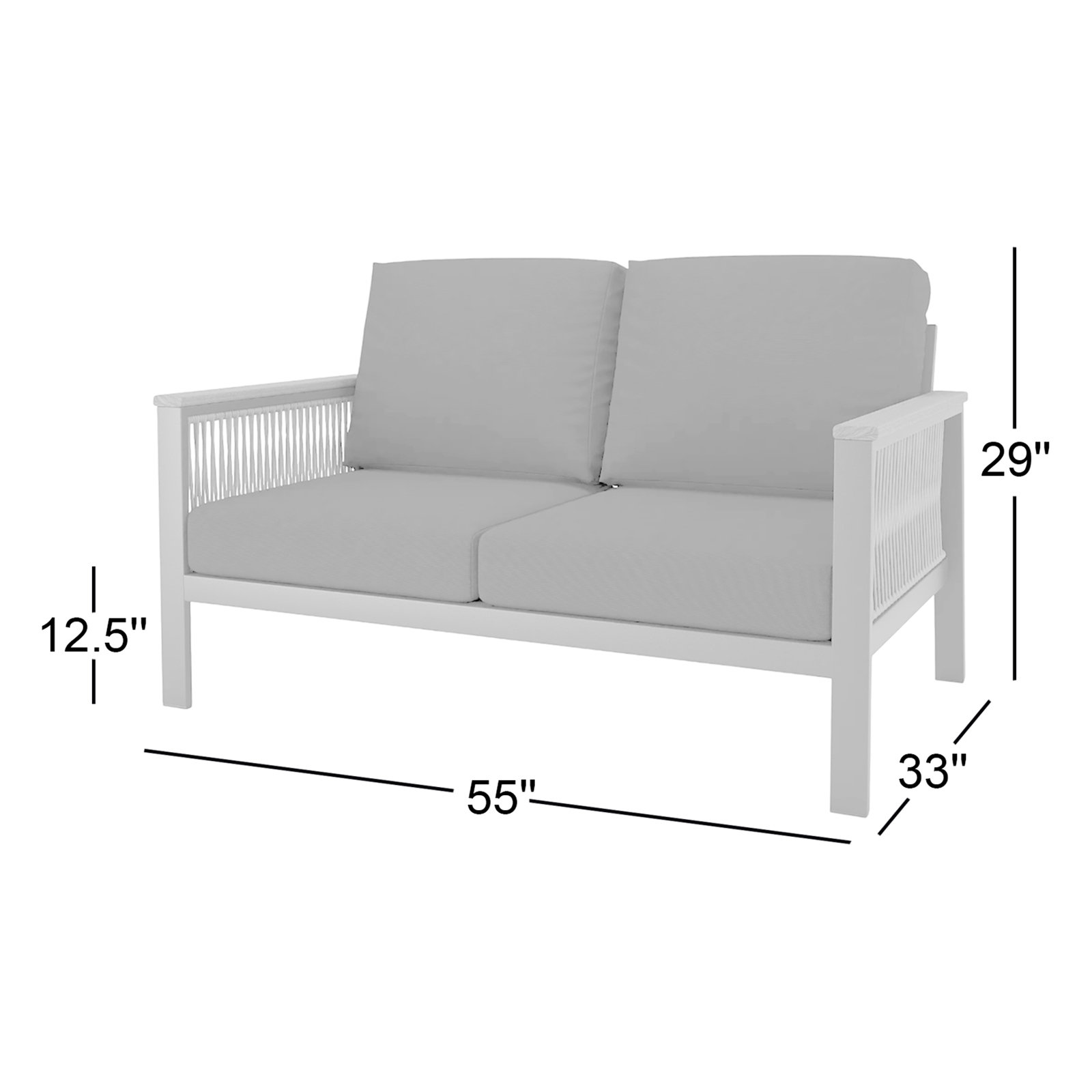 Townsend 55" Sunbrella® Patio Loveseat, Canvas Granite Sunbrella® Canvas, Gray/Brown