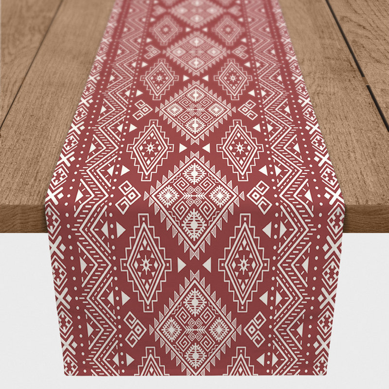 Fong Geometric Table Runner, Red, 72" x 16"