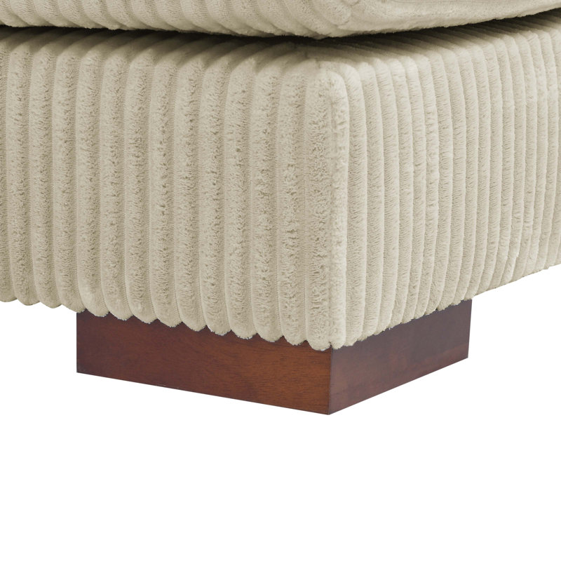 Cabbar 3-Piece Upholstered Sectional, Beige Corduroy