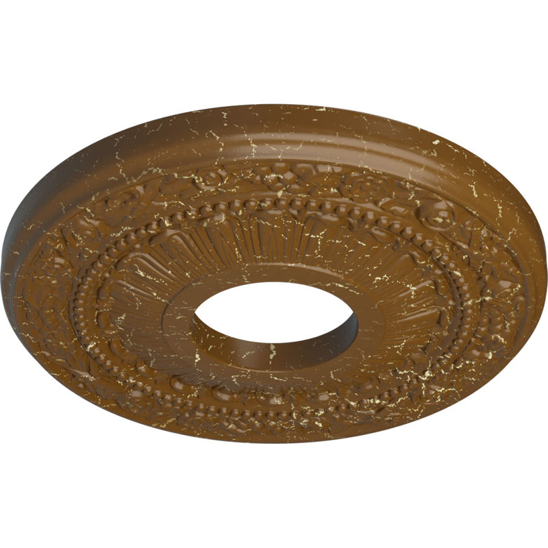 Médaillon de plafond Endurathane Valeriano, DE 12 1/8 po x P 3 5/8 po x P 3/4 po (convient aux auvents jusqu'à 6 1/4 po), fini craquelé de boue Mississippi peint à la main