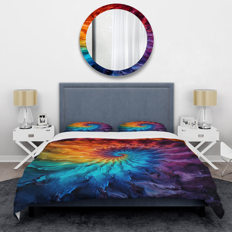 Ensemble de housse de couette Abstract Space Fractal Vortex IV - Colorful Fractal