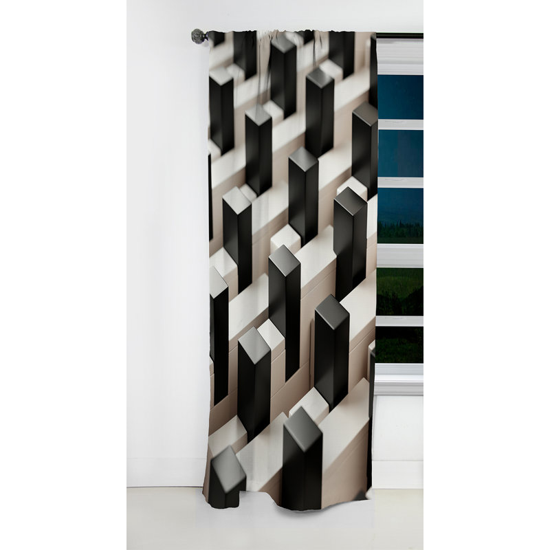 Vern - Line Art Abstract Blackout Curtain - 1 Panels, 52" W x 108" L