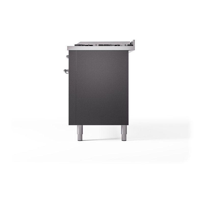 ILVE Nostalgie II Noblesse 60 in Dual Fuel Range, 9 Burner, Griddle, Graphite Matte/Chrome, Natural Gas