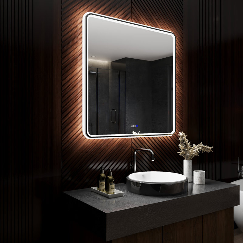 Liutza Dimmable Anti-Fog Lighted Bathroom/Vanity Mirror, 36" x 36", Square