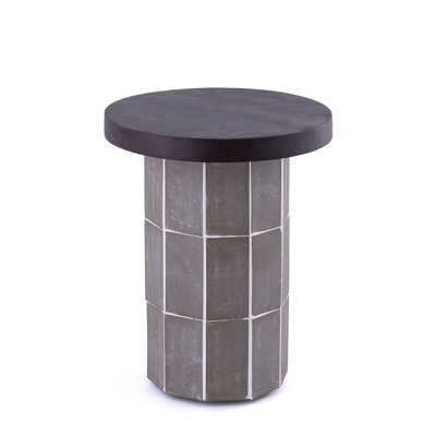 Side Table Acacia Wood And Tile