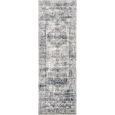 Eugenio Barbed Iris Medallion Blue/Gray Rug