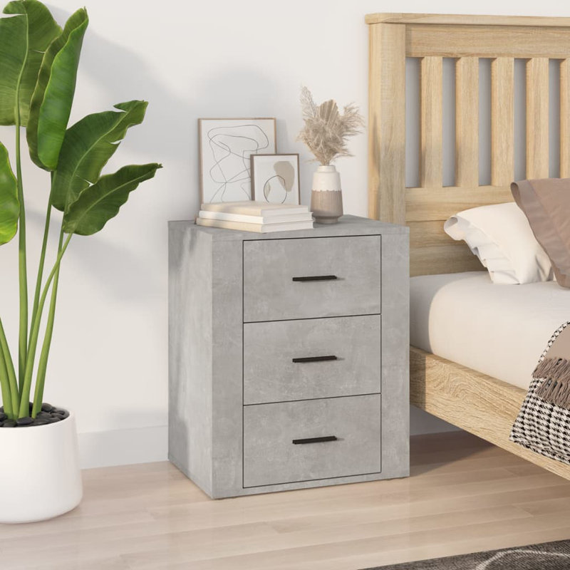 Javoney 50cm W Manufactured Wood Bedside Table, Grey