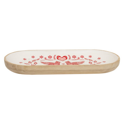Plateau ovale en bois Yuletide Cardinal