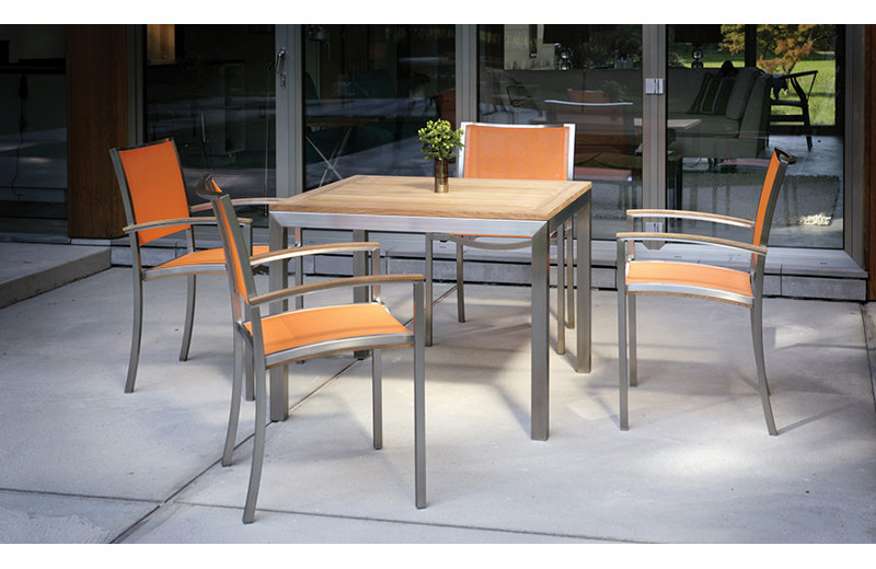 Tiburon Outdoor Square Dining Table, None Electropolish