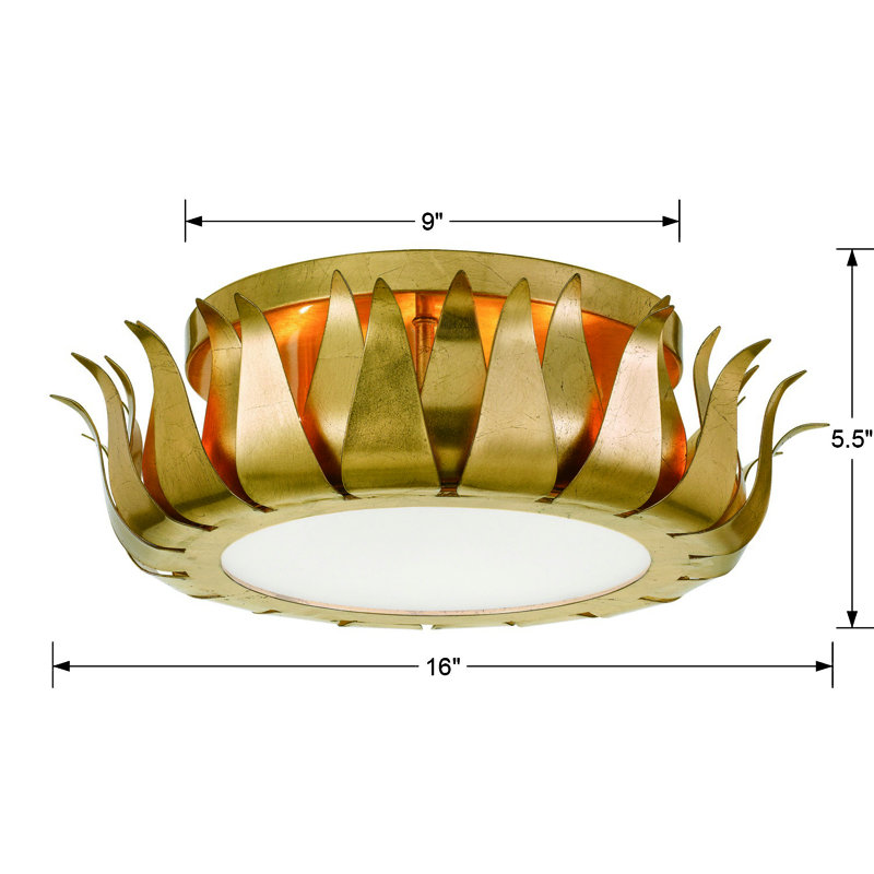 Plafonnier encastré 3 lumières 16 po Monterey, Doré