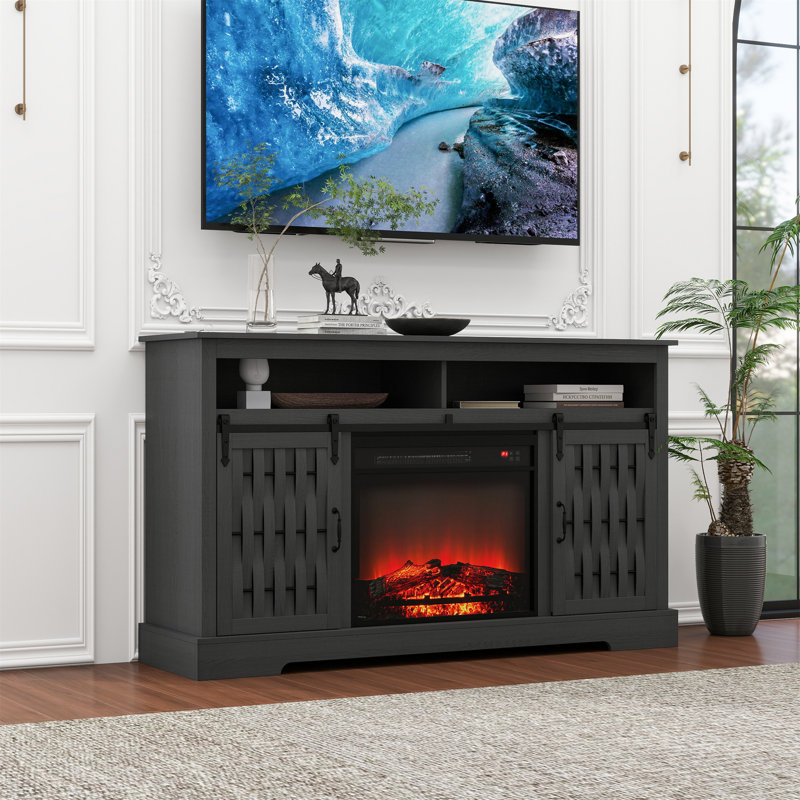 Meuble télé avec foyer pour téléviseur de 65 po ou moins, centre de divertissement avec foyer électrique de 23 po
