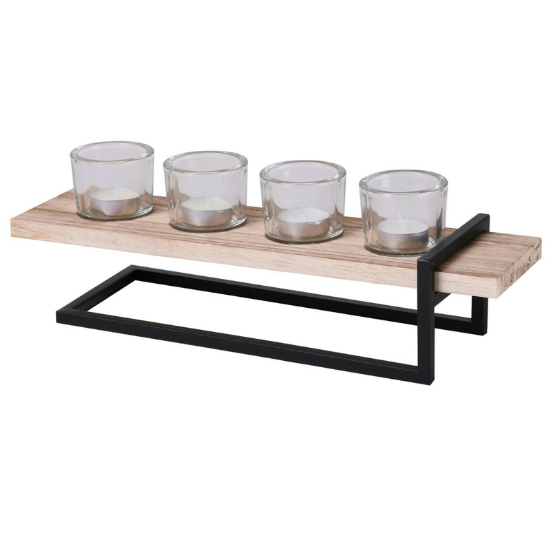 4 Piece Wood Tabletop Votive Holder Set