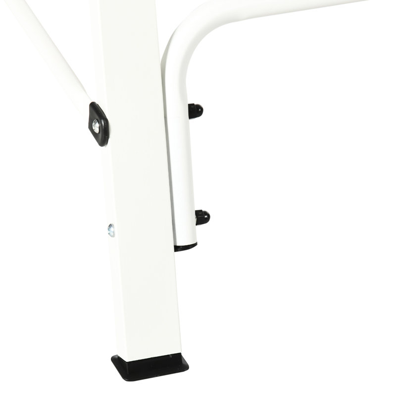 Robuste structure de balançoire en métal, capacité de 528 lb, blanc, pour un support de terrain de jeu pour pelouse de cour arrière, convenant élégamment aux espaces extérieurs