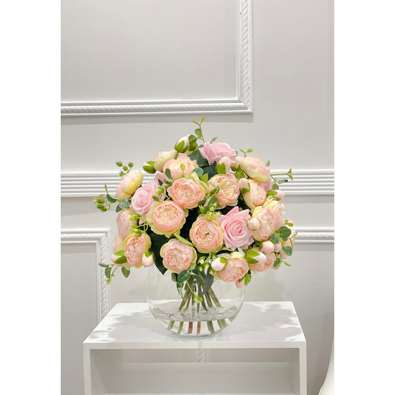 Très grand centre de table pivoine rose - arrangement en soie moderne, Rose