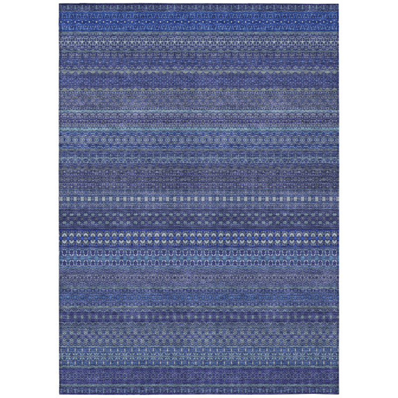 Tapis intérieur / extérieur à rayures Lovell, Rectangle 5 pi x 7 pi 6 po