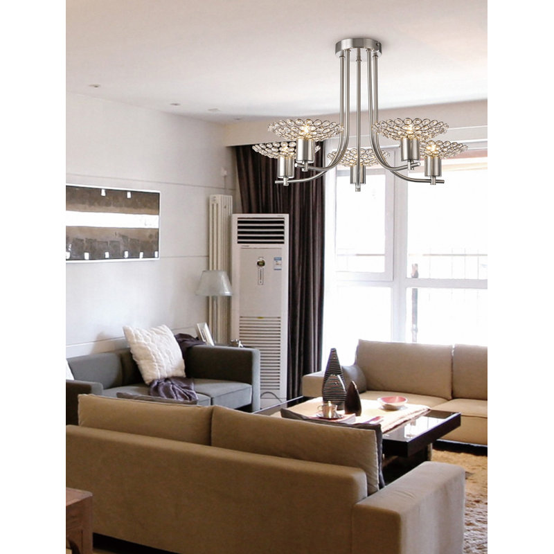Ehrhart 5 - Light Unique/Statement Chandelier, Satin Nickel