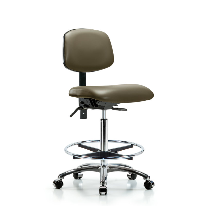 Chaise de travail en vinyle Lakayden, Roulettes, Non, Taupe