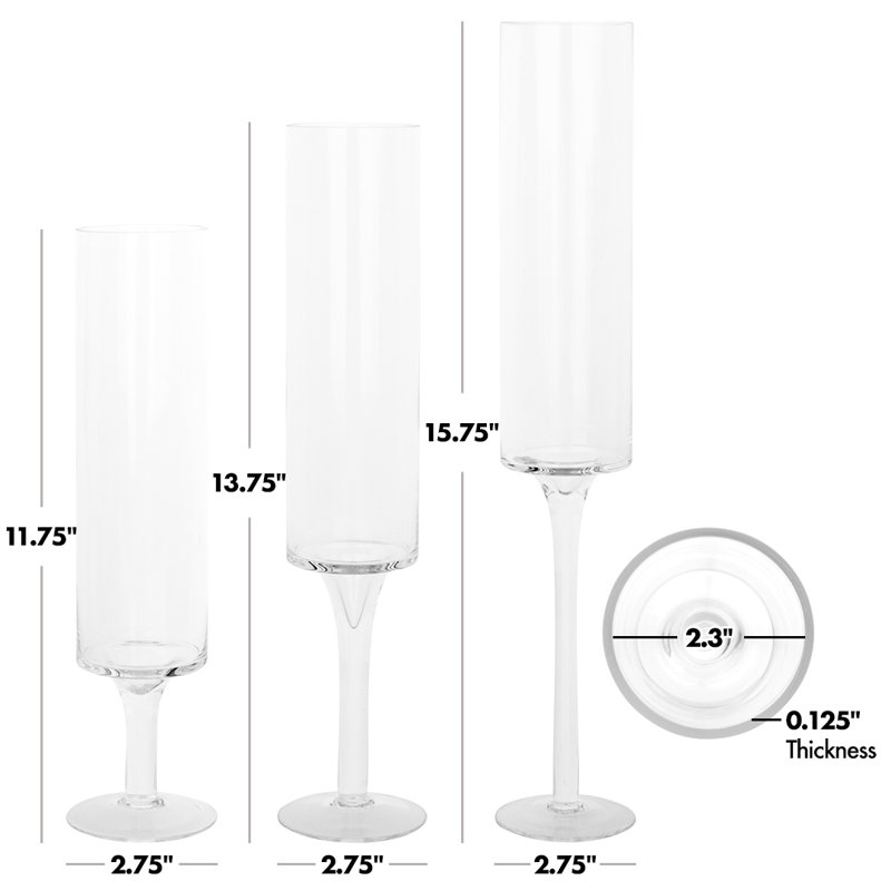 Modern Skinny Pedestal Candle Holders, Slim Floating Candle Holders Long Stemmed Candle Holder  Set Of 3