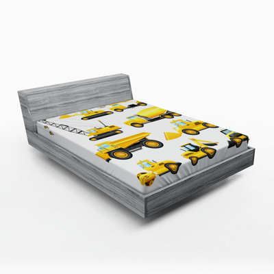 Construction Vehicle Microfibre Jersey Knit Fitted Sheet