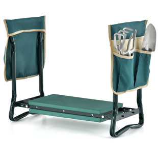 Banc de jardin vert pliable et léger pour outils de jardin