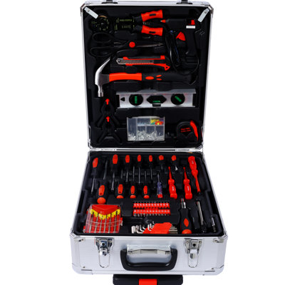 899pcs Home Tool Kit With Rolling Storage Box - Silver Ideal For Household Maintenance And Diy Projects 899 Repair Chest Drawers For All Jobs