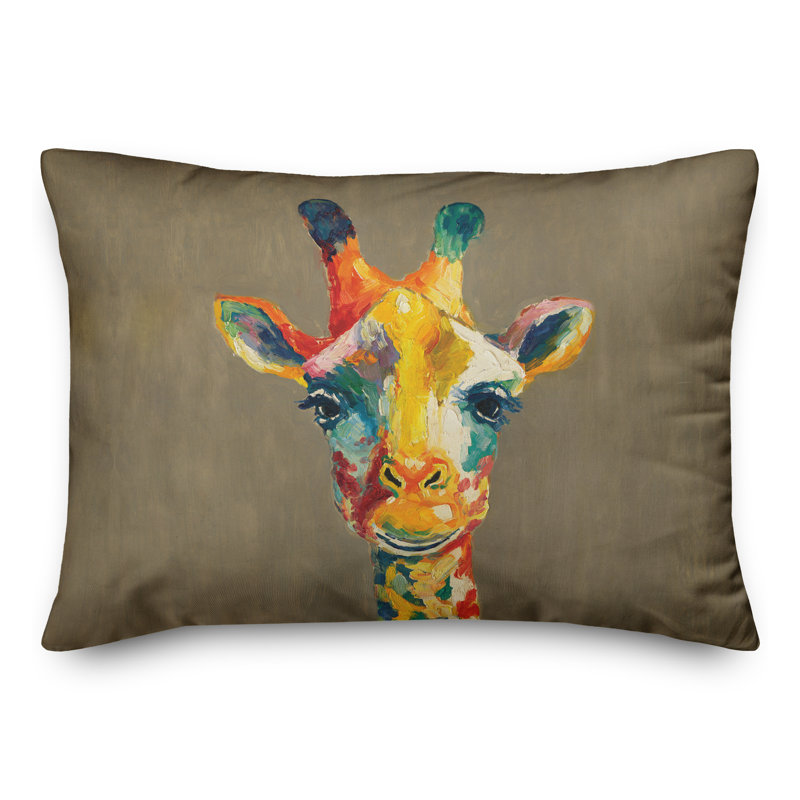 Giraffe Outdoor Rectangular Pillow Cover & Insert, Brown