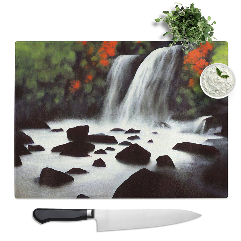 Mysterious Waterfall  Glass Chopping Board