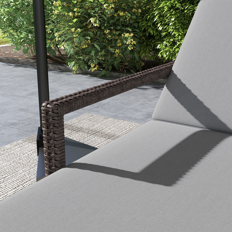 2 chaises de patio en osier avec roulettes, 2 pièces, dossier réglable, gris, Gris