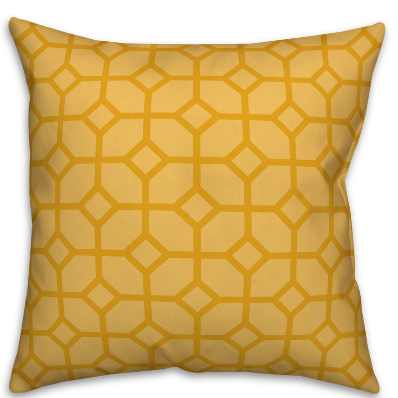 Coussin décoratif géométrique , 20 po x 20 po, Jaune, Pas de bourre
