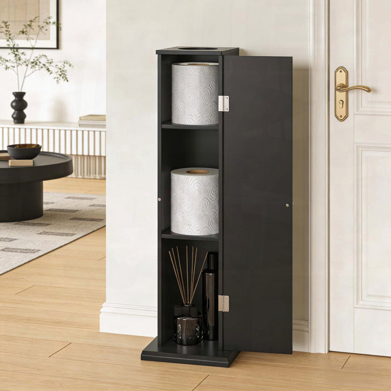 Stable Storage Cabinet for Bathroom Organization, Black