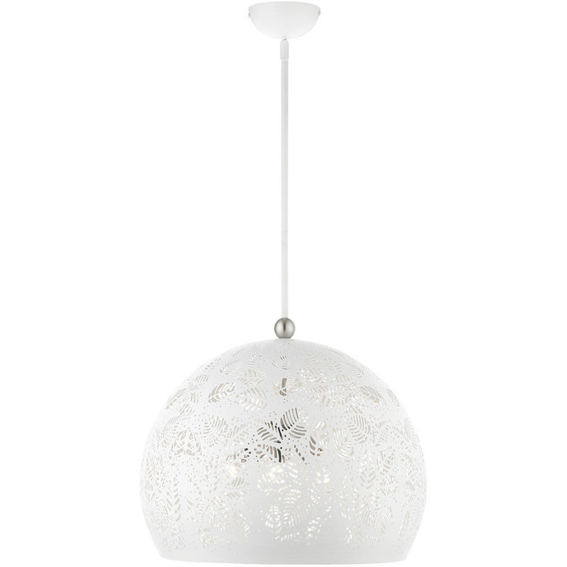 Chantilly Bohemian White and Brushed Nickel 3-Light Globe Pendant
