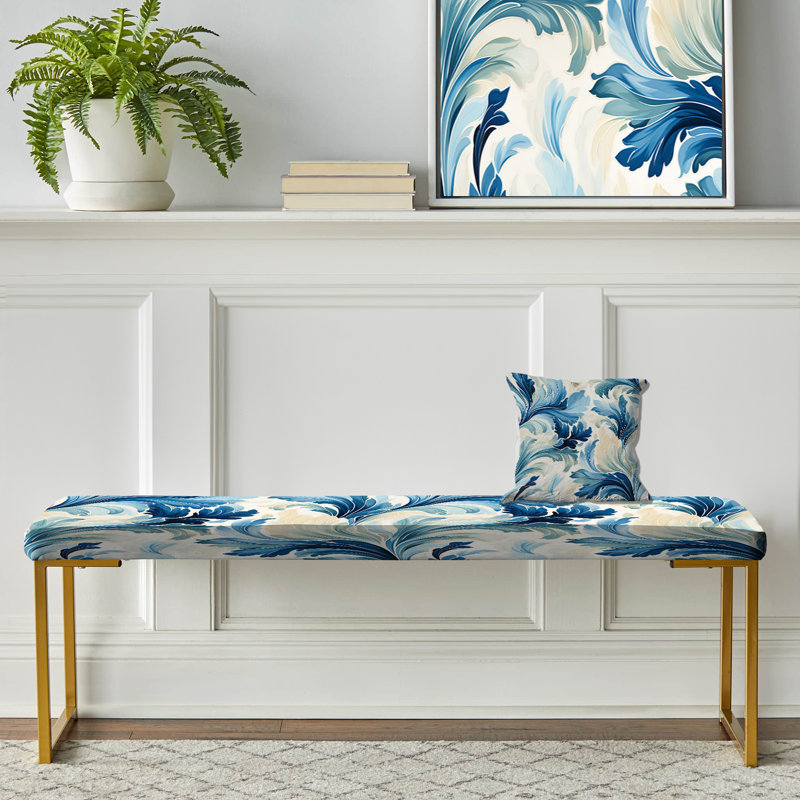 Banc rembourré bleu et blanc Ikat Bliss - Ikat