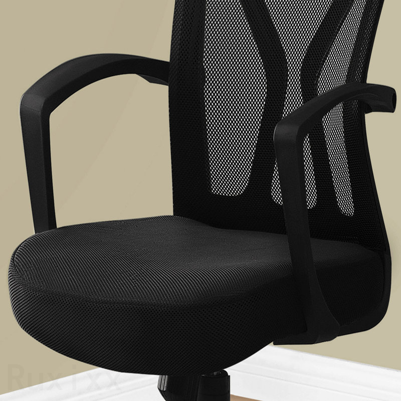 Black Mesh Black Metal Office Chair, Adjustable Height, Swivel, Ergonomic, Armrests, Computer Desk Work, Contemporary Modern