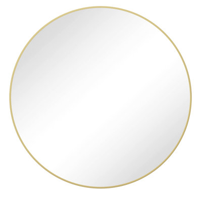 39" Gold Bedroom Dressing Mirror - Metal Framed Round For Bathroom & Living Room Wall Decor