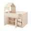 Lit mezzanine en bois avec bureau, tiroirs, lit mezzanine avec armoires-147741308