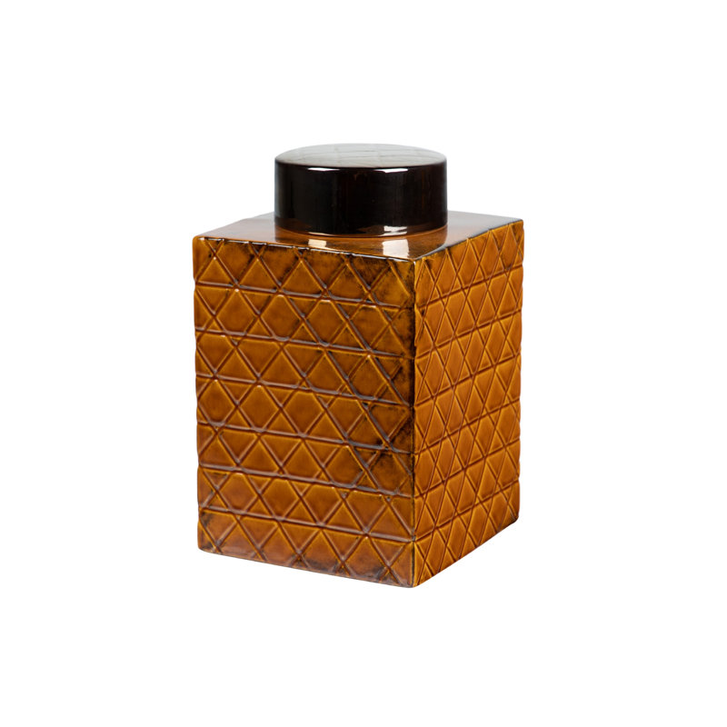 Garlington Ceramic Jar, 31cm H x 19cm W x 19cm D, Orange/Black
