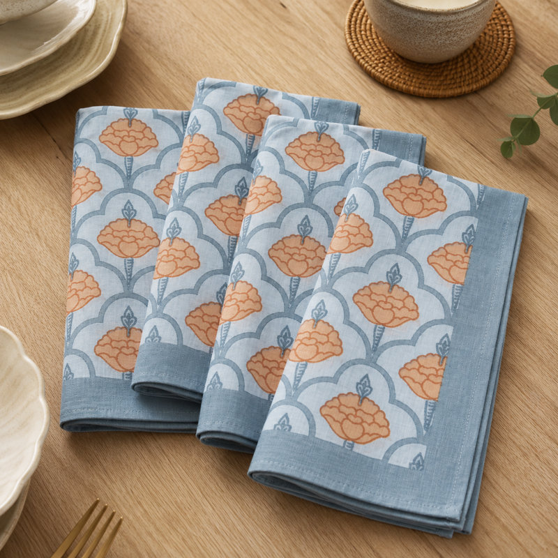 Ensemble de 4 serviettes de table 100% coton 18 po x 18 po Gulshan